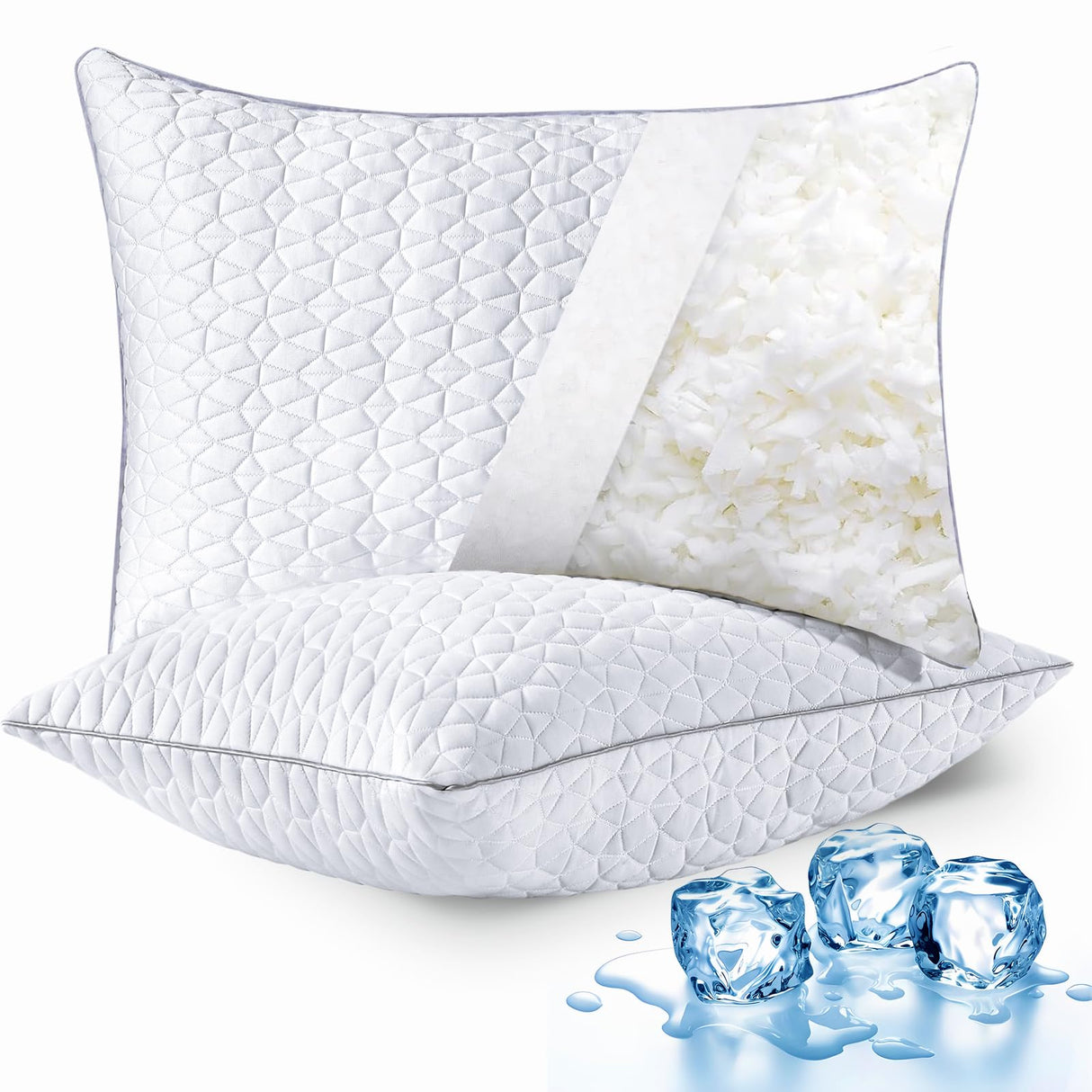 Cooling Pillows Queen Size Set of 2, Shredded Memory Foam Pillows