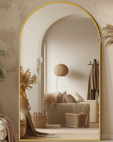 Full Length Mirror, 44"x76" Oversized Floor Mirror, Arched Full Body Mirror