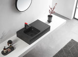 Bathroom Sink, Wall-Mount or On Countertop, 32" with Square Sink and Flat Space