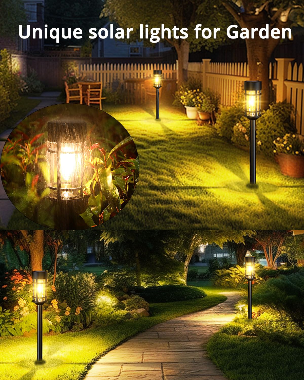 Solar Pathway Lights 8 Pack, Bright Solar Lights Outdoor Waterproof IP65, LED Solar Garden