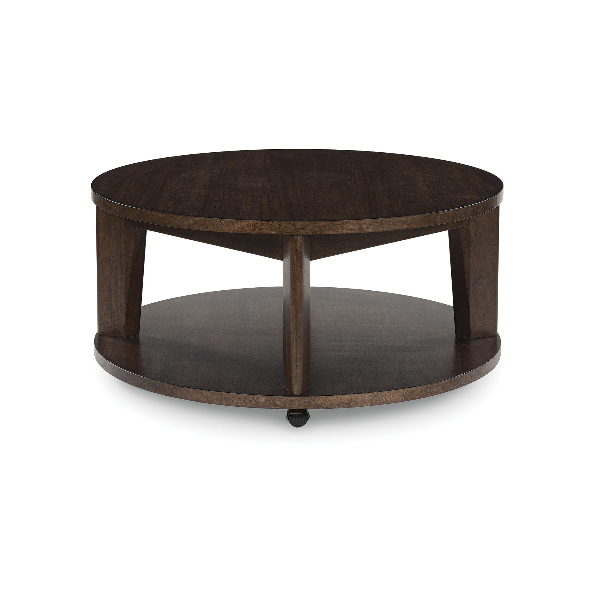 Korestone 2 Contemporary Coffee Table with Pedestal Base, Dark Brown
