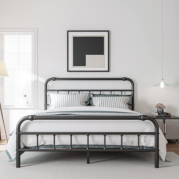 and Footboard, 18 Inches High, 3500 Pounds Heavy Duty Metal Slats Support for Mattress