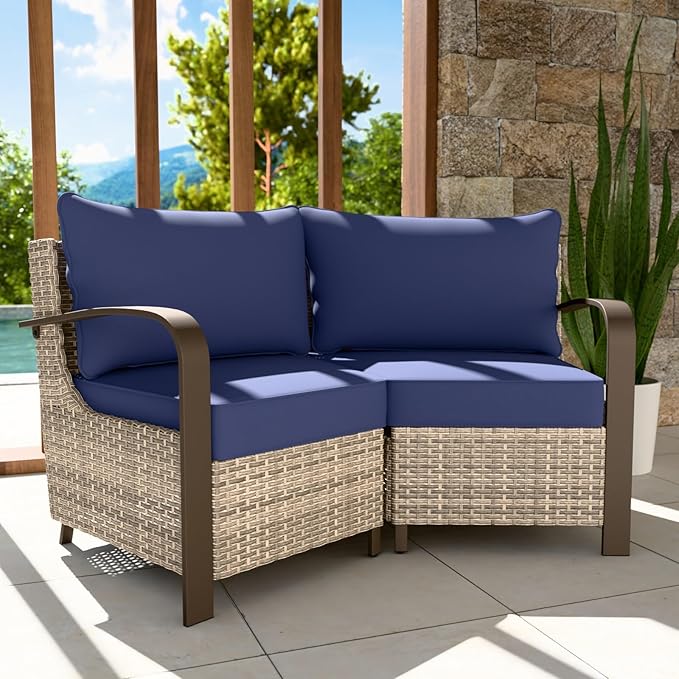 Coastal Vista Patio Outdoor Wicker Love Seat with Deep Seating