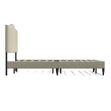 Kameli Upholstered Platform Bed Frame/Nailhead Trim Camelback/Mattress Foundation