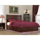 NoHo Queen Size Platform Bed with Footboard & Storage Drawers in Walnut