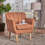 Merel Mid-Century Modern Fabric Club Chair, Orange / Natural 27.6D x 28.3