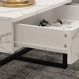 Modern Design Coffee Table with 4 Drawers & Metal Legs, Wood Center Table