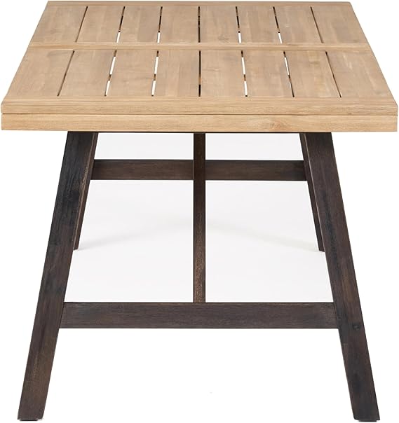 Wren Outdoor Dining Table, Rectangular 71 Inch, Brown and Black Wood