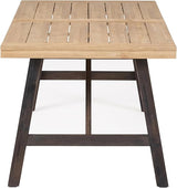 Wren Outdoor Dining Table, Rectangular 71 Inch, Brown and Black Wood
