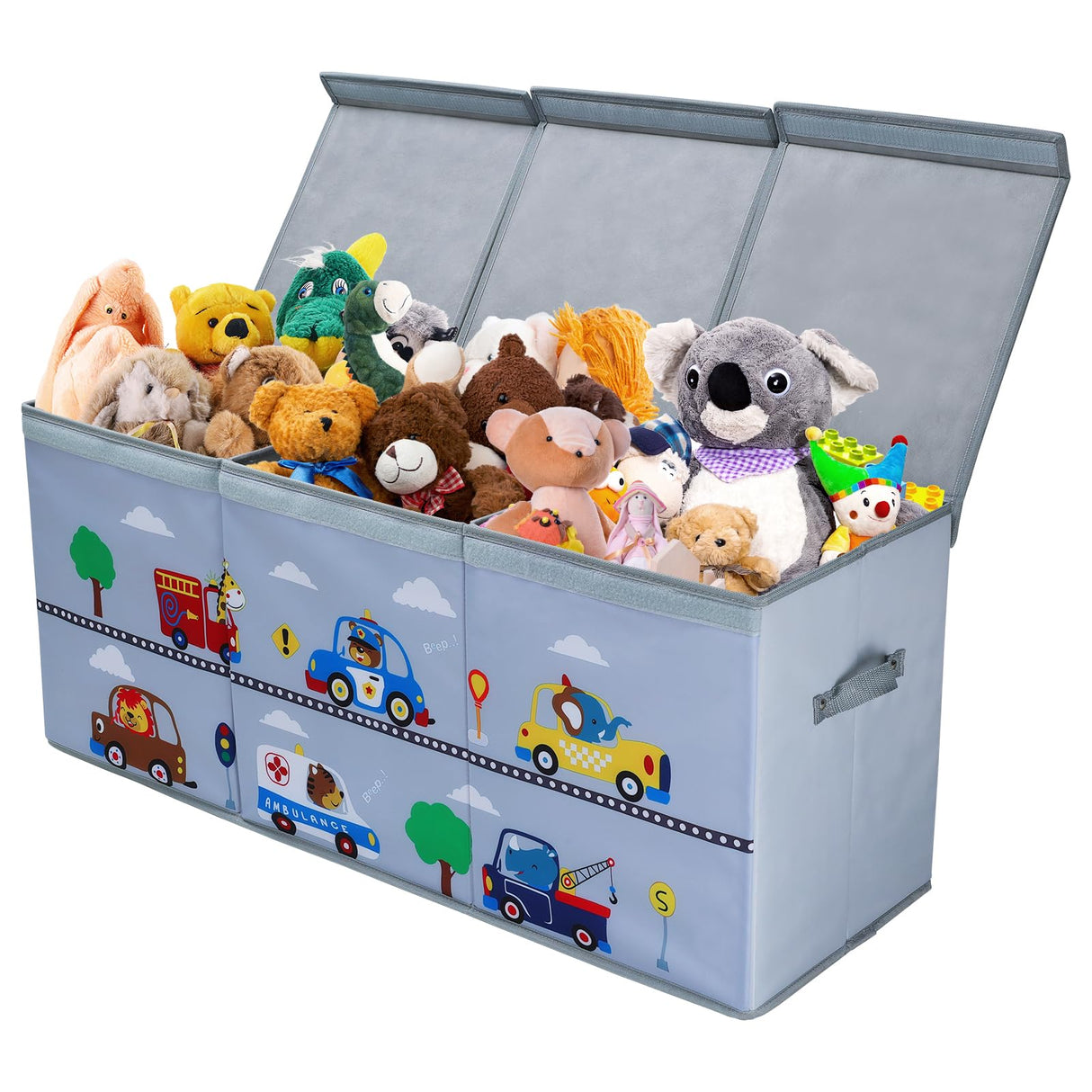 Chest with Flip Lid for Kids, Collapsible Oxford Toy Storage Box with Handles for Boys,