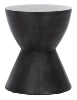 SAFAVIEH Outdoor Athena Black Modern Concrete Round Accent Table - Bircata