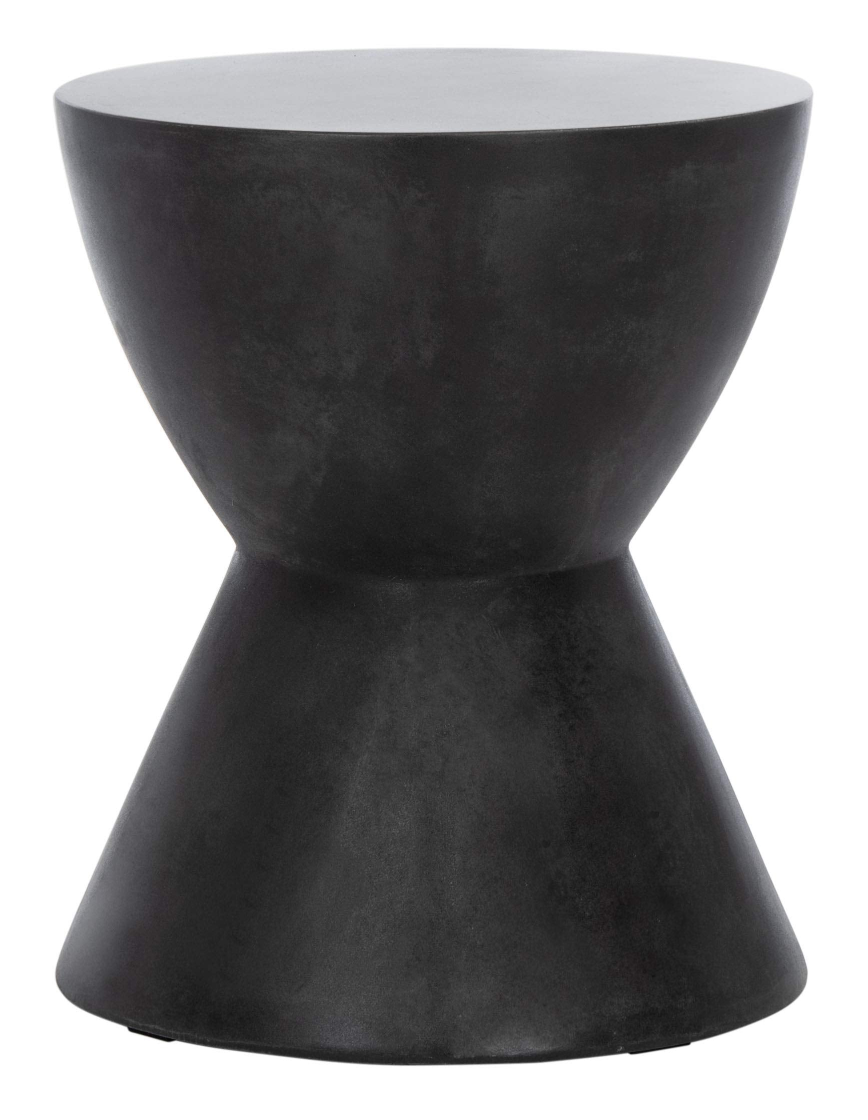SAFAVIEH Outdoor Athena Black Modern Concrete Round Accent Table - Bircata