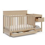 Shiloh 5-in-1 Convertible Crib & Changer with Drawer (Driftwood) – GREENGUARD Gold Certified Baby Crib Crafted from Wood