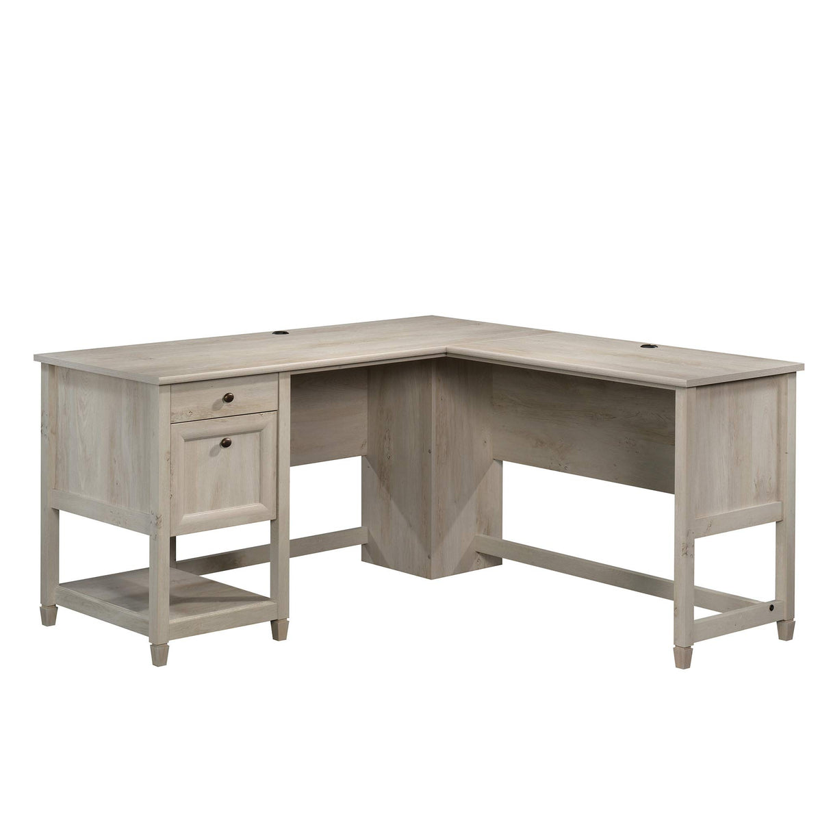 Edge Water L-Desk, L: 59.06" x W: 58.74" x H: 29.57", Chalked Chestnut finish