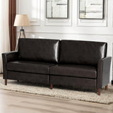 80” Faux Leather Loveseat Couch, 2-Seat Loveseat with Wooden Legs