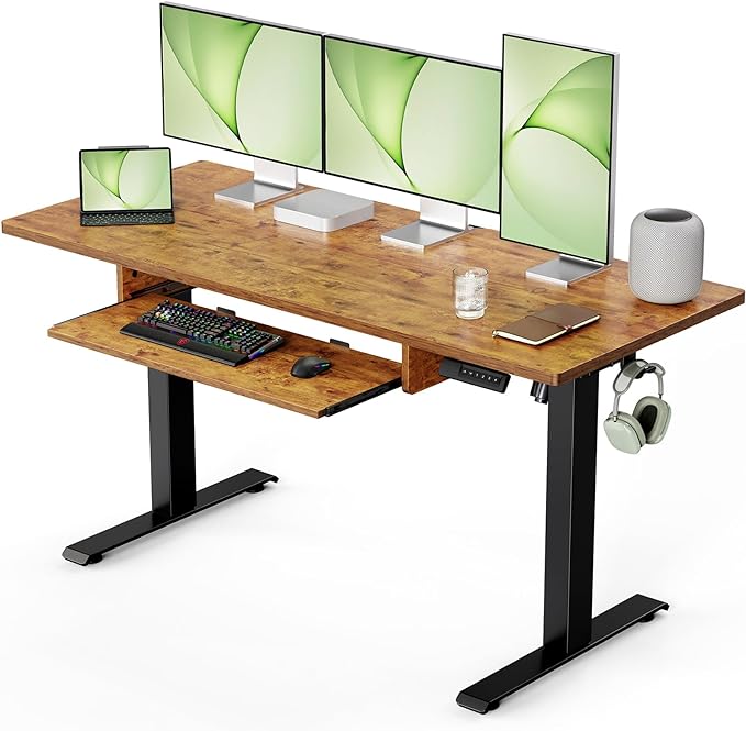 Standing Desk Adjustable Height with Extra Large Keyboard Tray,