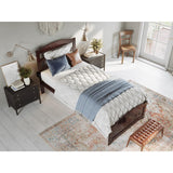 Solid Wood Twin XL Bed with Footboard and USB Charger in Walnut