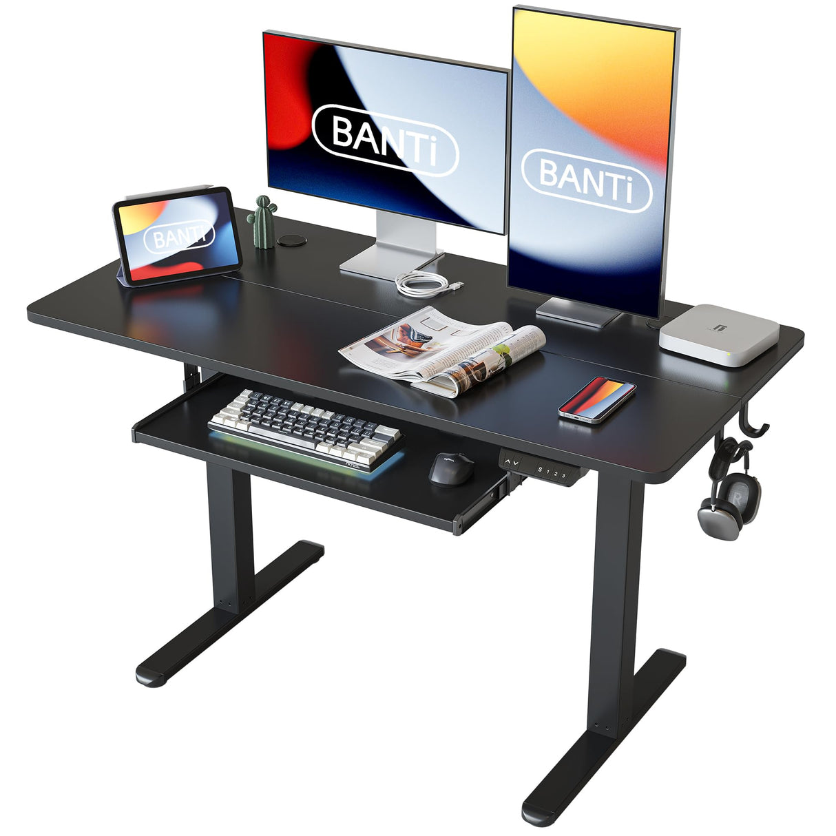 48" x 24" Height Adjustable Electric Standing Desk with Keyboard Tray