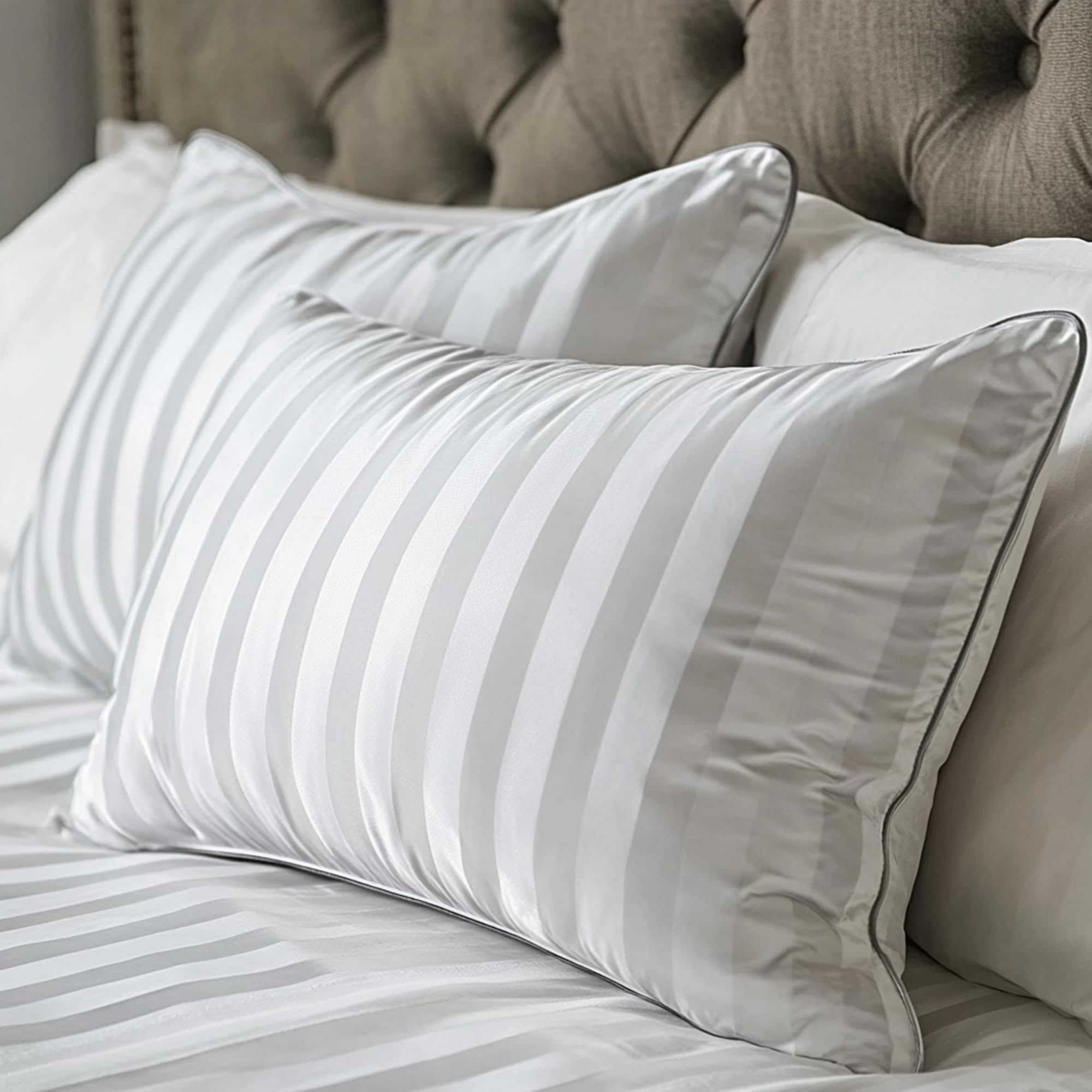 Feather Down Pillows King Size Set of 2 Pack Hypoallergenic Medium Firm Pillows