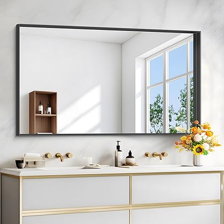 60x36 inch Large Bathroom Mirror,Black Rectangle Mirror Frame Vanity