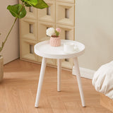 Round White Side Table, Tray Nightstand Coffee End Table for Living Room, Bedroom,