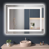 LED Bathroom Mirror, 40"X30" with Front and Backlit, Anti-Fog, Bathroom Vanity Mirror for Wall,