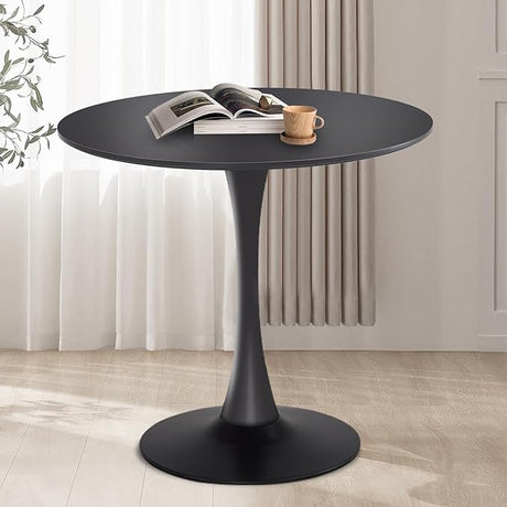 Round Dining Table,31.5”Kitchen Table for 2-4 People,MDF Table Top with Metal Pedestal Base