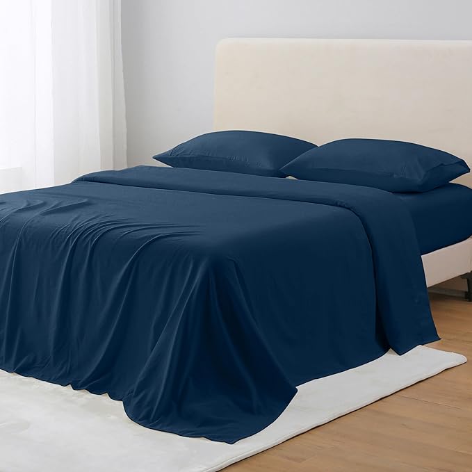 King Size Sheet Set, 4-Piece Brushed Microfiber Sheets for King Size Bed Set,