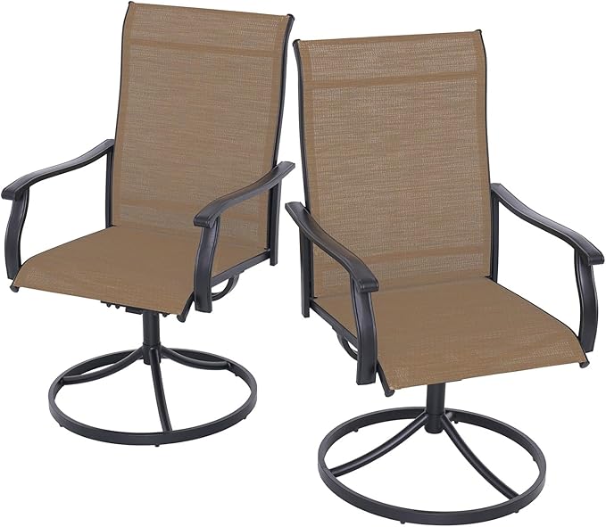 Outdoor Dining Chair Set of 2 High Back Outdoor Swivel Rocker Set