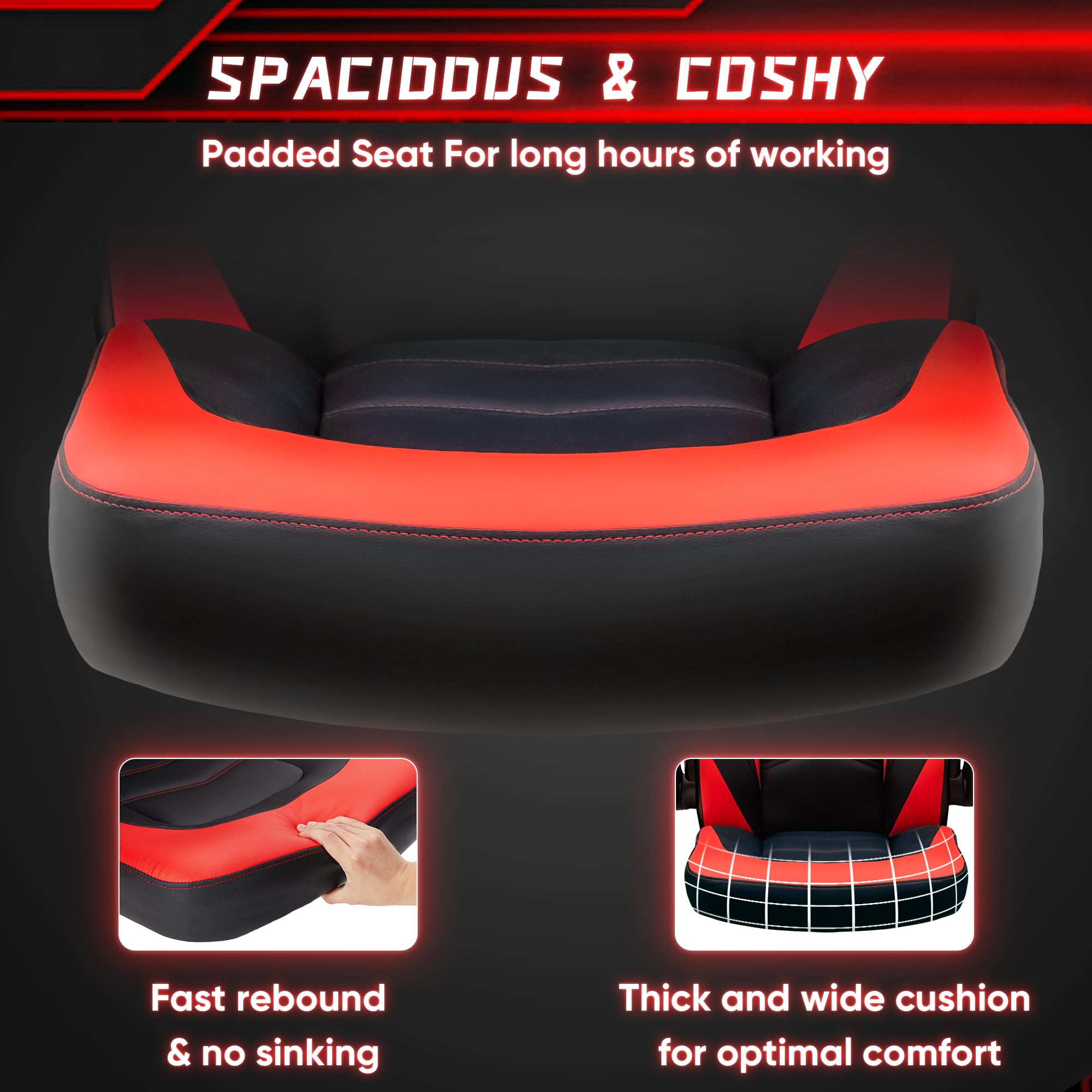 Ergonomic Gaming Chair with Flip-Up Arms and Adjustable Height