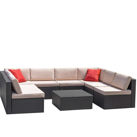 9 Pieces Outdoor Sectional Sofa All-Weather Patio Furniture Sets