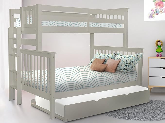 BK961EL-Trundle Bunk Bed, Twin over Full, White