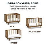 Marley 3-in-1 Convertible Crib in Walnut Finish and Walnut Legs,