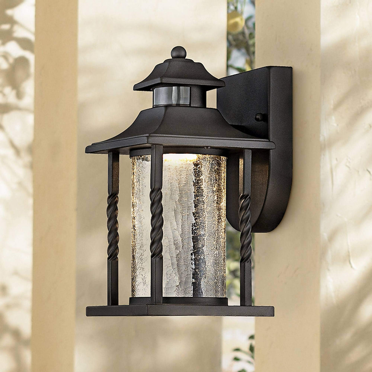 Westray Outdoor Wall Light Fixture LED Black Lantern 11 1/2" Clear