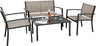 4 Pieces Outdoor Patio Furniture Textilene Modern Conversation Black Bistro Set