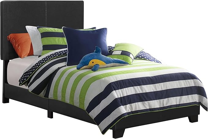 Dorian Modern Upholstered Eastern King Size Bed Frame Black Faux Leather Easy