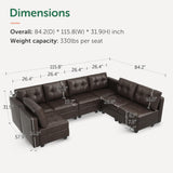 Modular Sectional Couch with Storage Faux Leather Convertible Modular