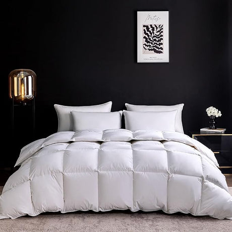 Feather Down Comforter Queen Size,Hotel Style Bedding Comforter,750+ Fill Power,