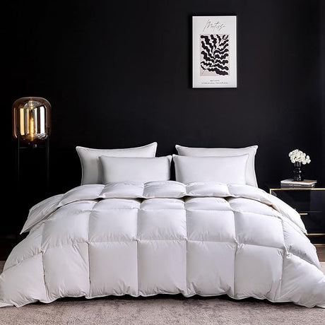 Goose Feather Down Comforter Oversize King Size,Hotel Style Bedding Comforter,