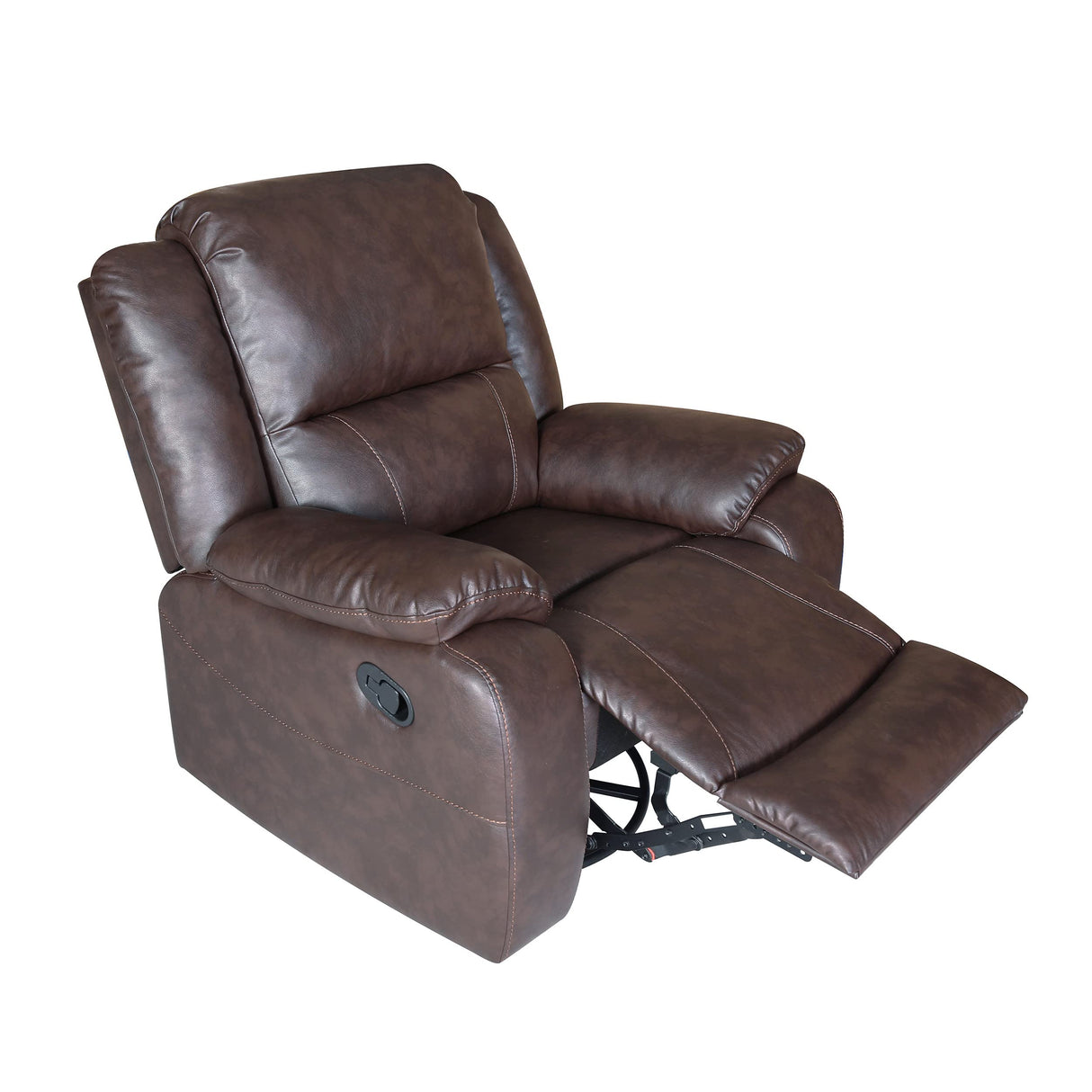 304566 Teresa Classic Tufted Leather Swivel Recliner, Dark Brown/Black