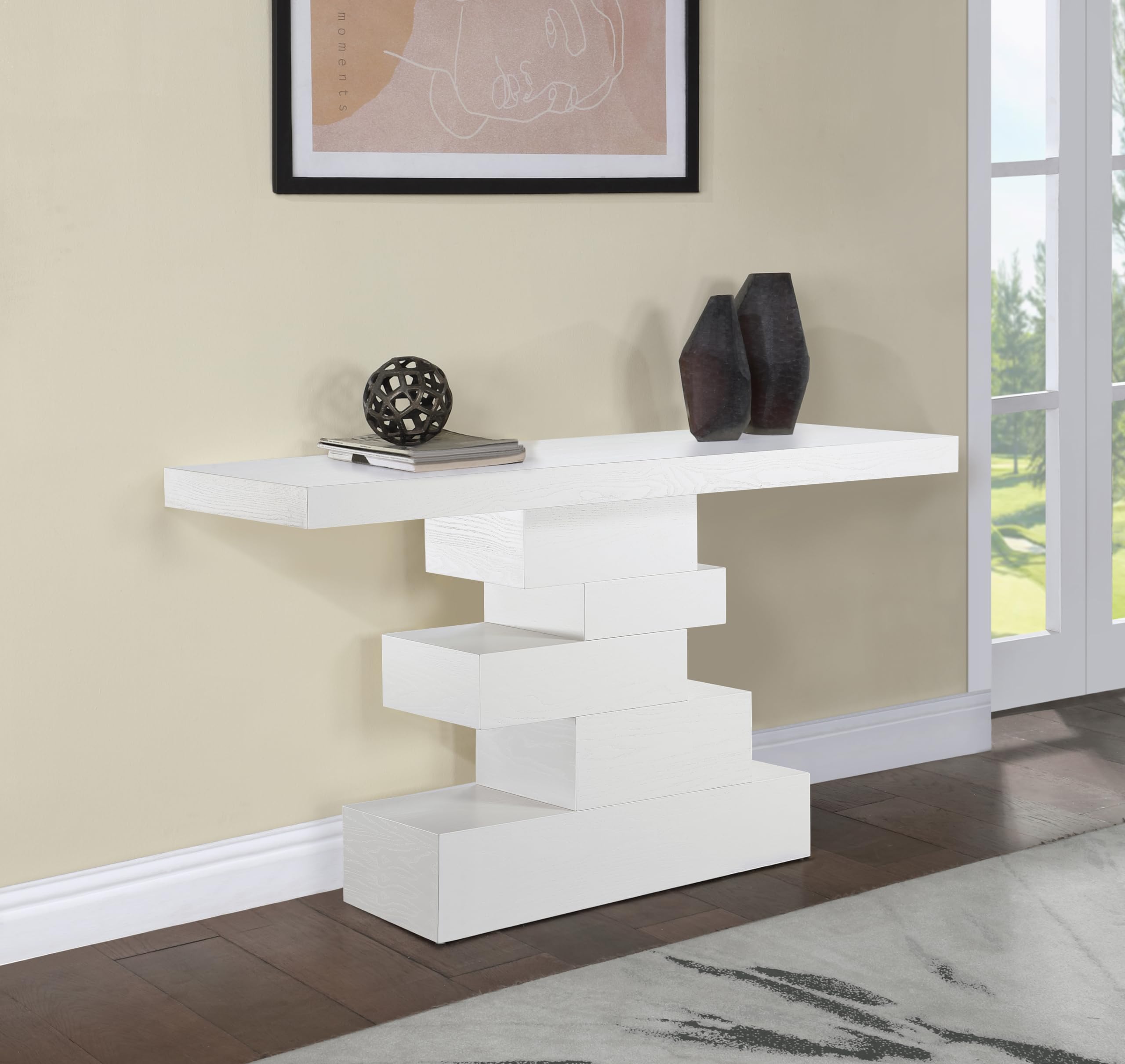 Westmount Collection Art Deco Table with Rich Finish, MDF with Veneer