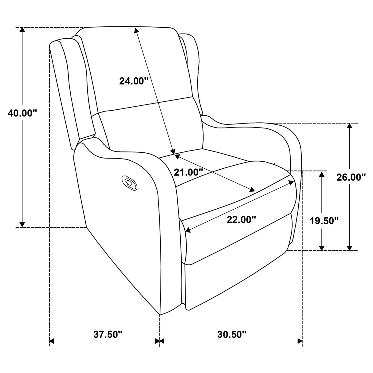 Coaster Home Furnishings Kelsey Upholstered English Arm Recliner Chair Ivory