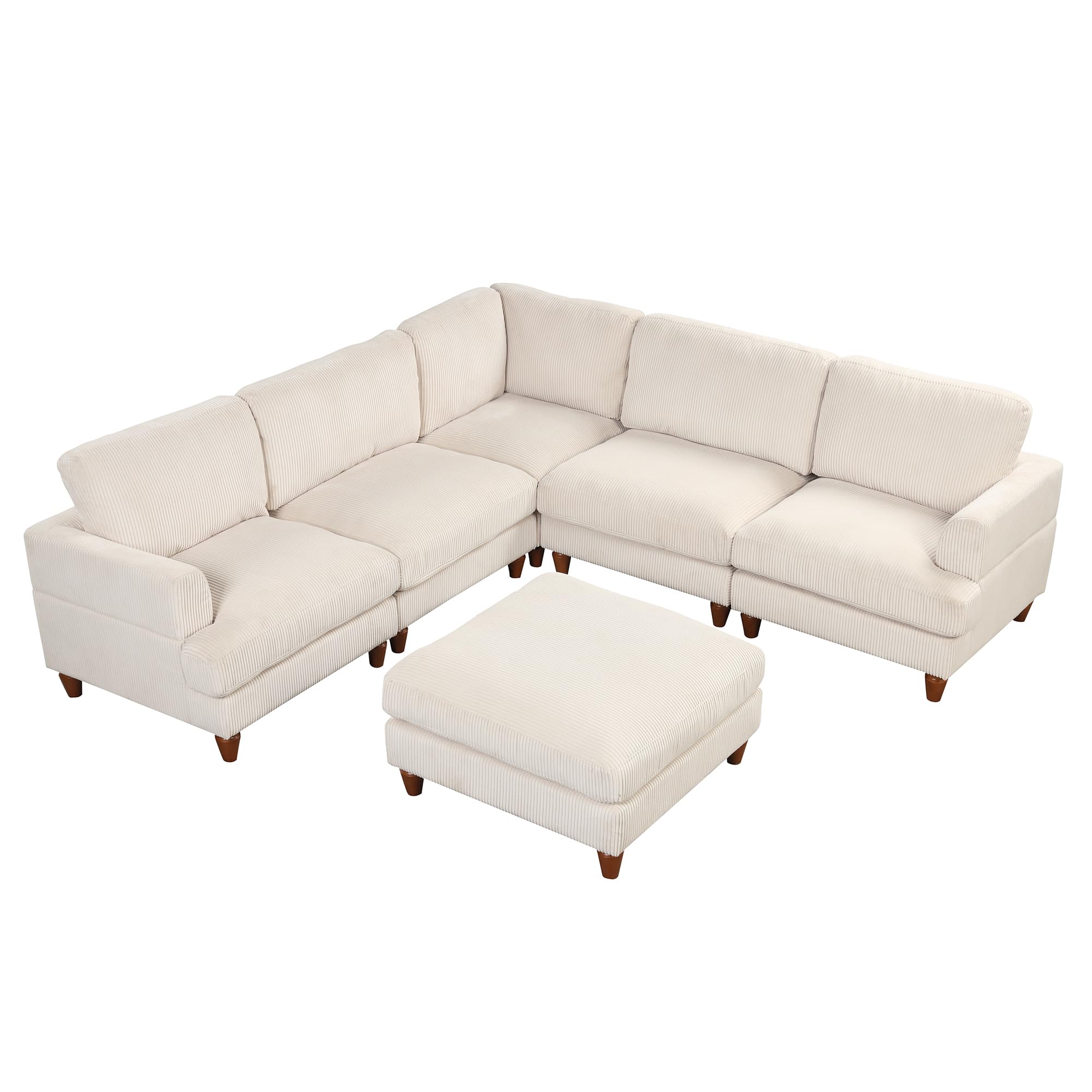 U-Shaped Oversized Corduroy Modular Sectional Sofa Couch