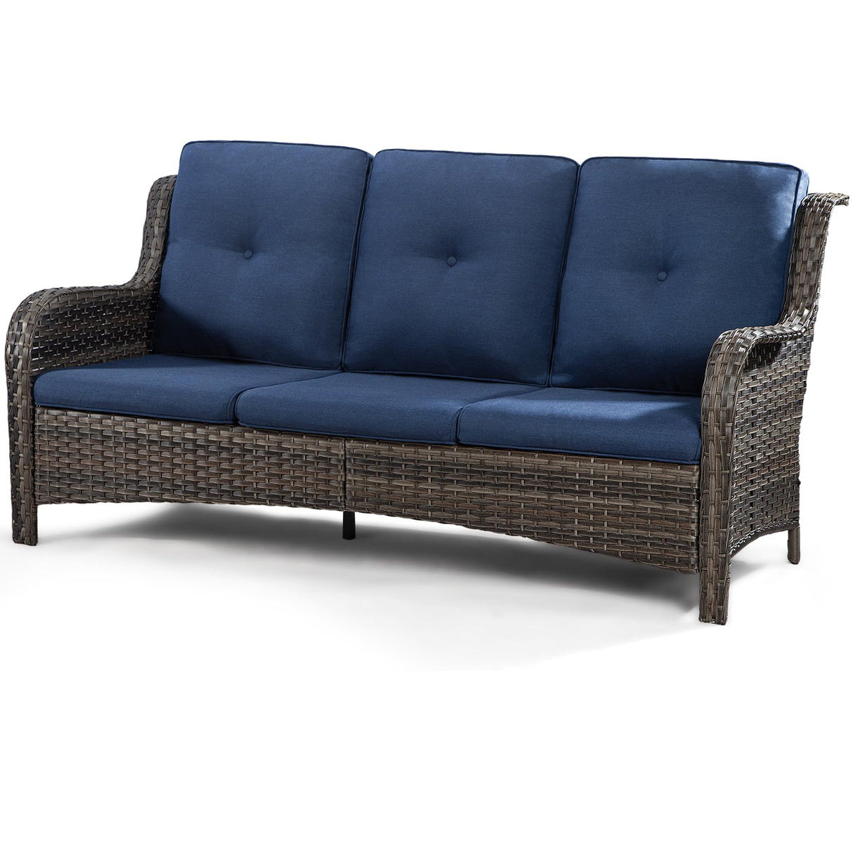 73'' Outdoor Patio Couch Wicker Sofa - 3 Seater Rattan Sofa