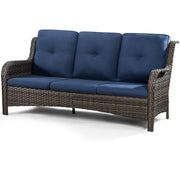 73'' Outdoor Patio Couch Wicker Sofa - 3 Seater Rattan Sofa