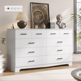 White Bedroom Dresser with 10 Drawers, Large Chest of Drawers Storage Organizer, Long