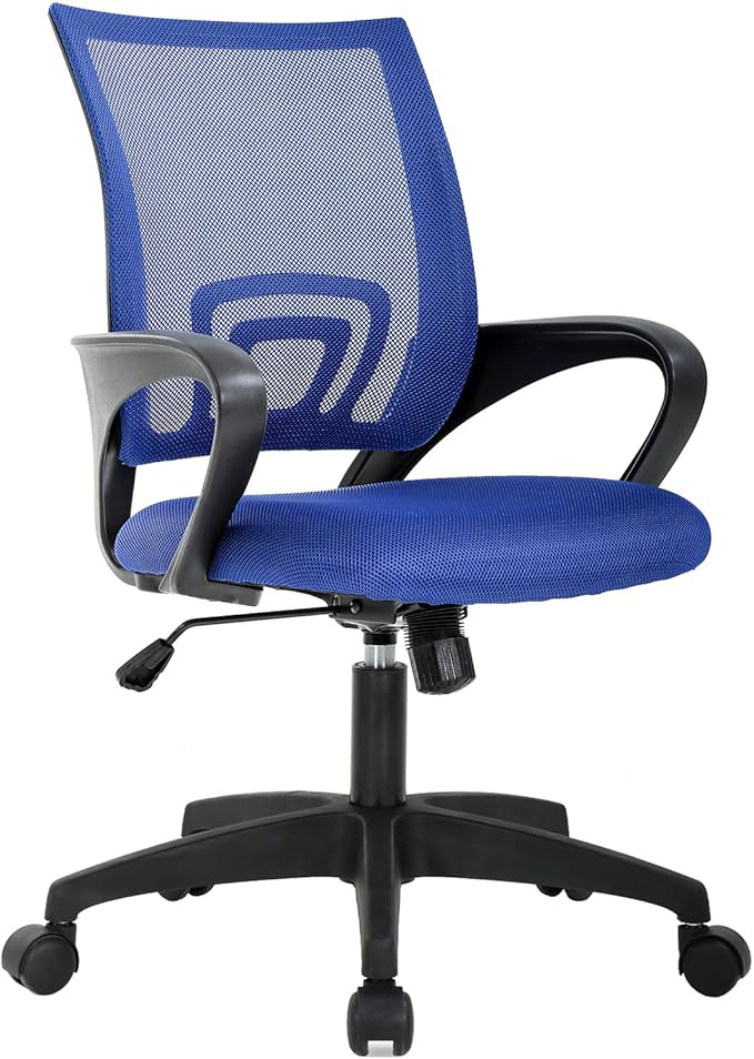 Chair Ergonomic Desk Chair Mid Back Computer Chair Task Rolling Swivel Chair with Lumbar Support Arms Modern Executive Adjustable Chair for Girl Adults Women(Red)