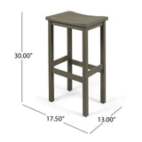 Caribbean Outdoor 30" Acacia Wood Barstools, 4-Pcs Set, Grey Finish