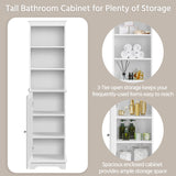 Bathroom Storage Cabinet, Tall Slim Cabinet with 3 Shelves & Door, Floor Freestanding