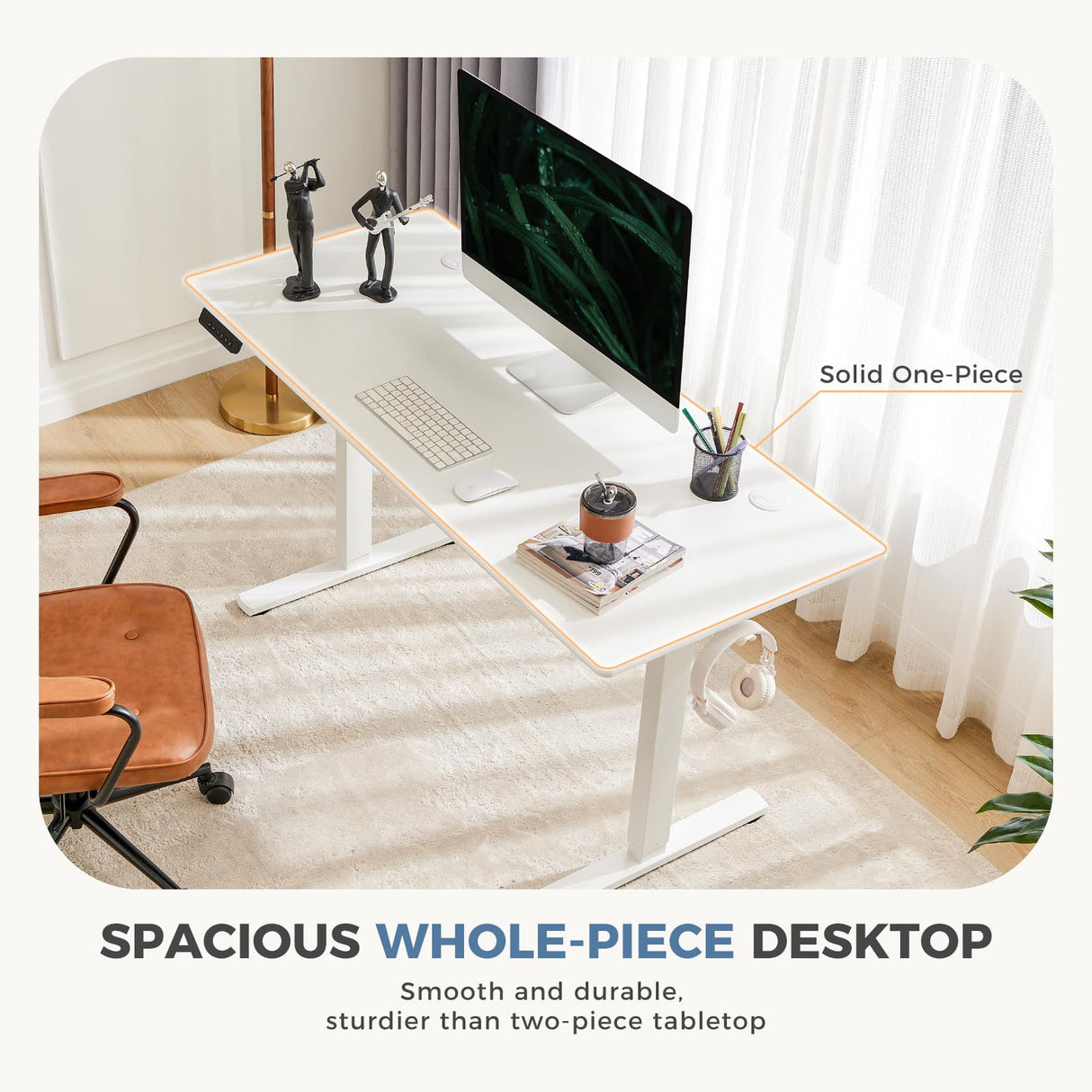 Standing Desk, 48 Inch Ergonomic Adjustable Height Electric Sit Stand Up Down C